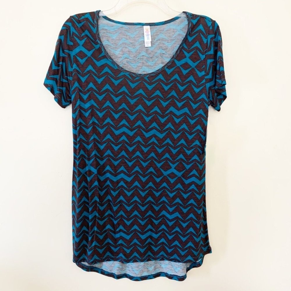 LuLaRoe Classic T Shirt Teal/Brown Chevron